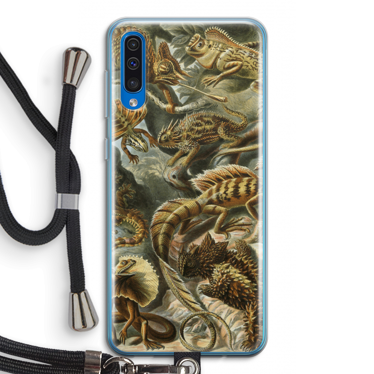 Haeckel Lacertilia: Samsung Galaxy A50 Transparant Hoesje met koord