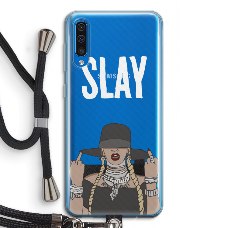 Slay All Day: Samsung Galaxy A50 Transparant Hoesje met koord