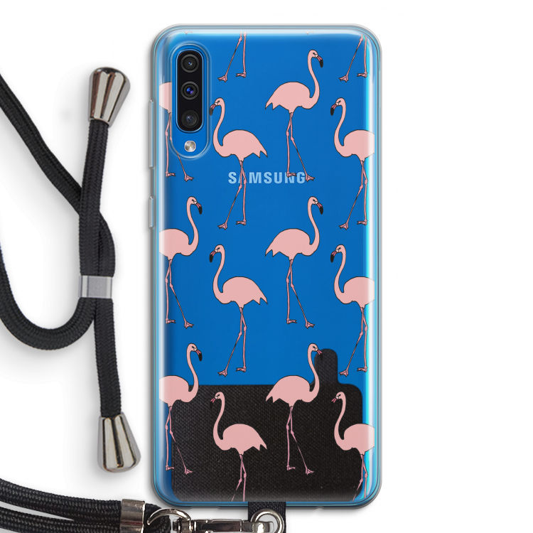 Anything Flamingoes: Samsung Galaxy A50 Transparant Hoesje met koord
