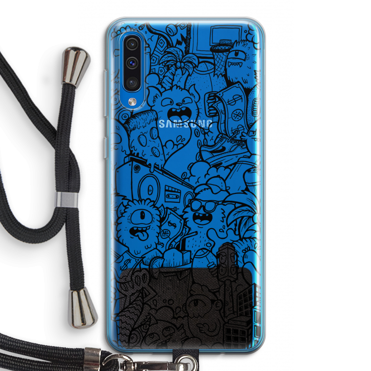 Vexx Black City : Samsung Galaxy A50 Transparant Hoesje met koord