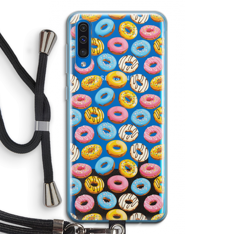 Pink donuts: Samsung Galaxy A50 Transparant Hoesje met koord