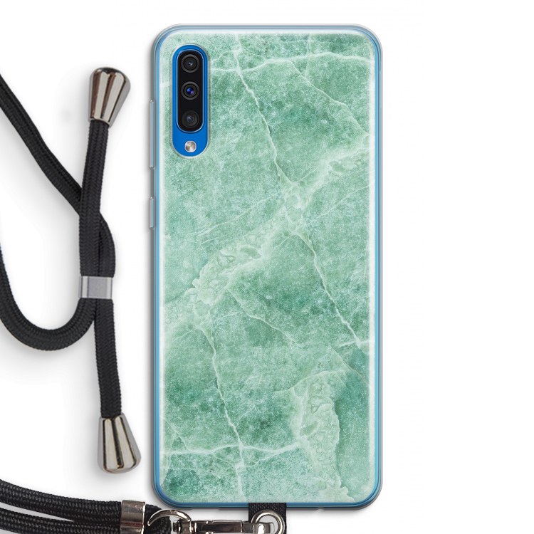 Groen marmer: Samsung Galaxy A50 Transparant Hoesje met koord
