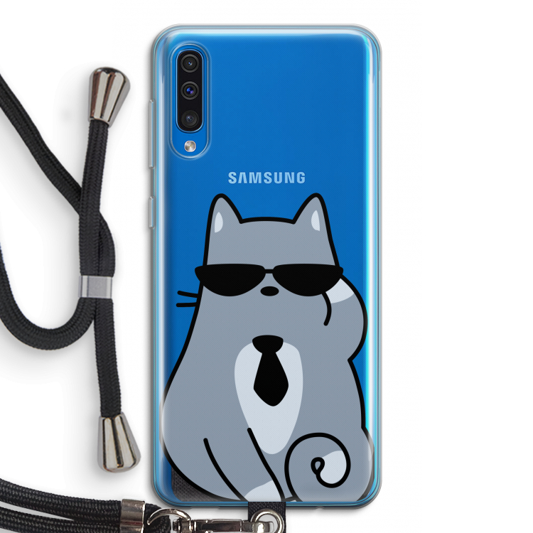 Cool cat: Samsung Galaxy A50 Transparant Hoesje met koord