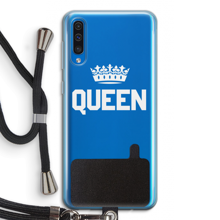 Queen zwart: Samsung Galaxy A50 Transparant Hoesje met koord