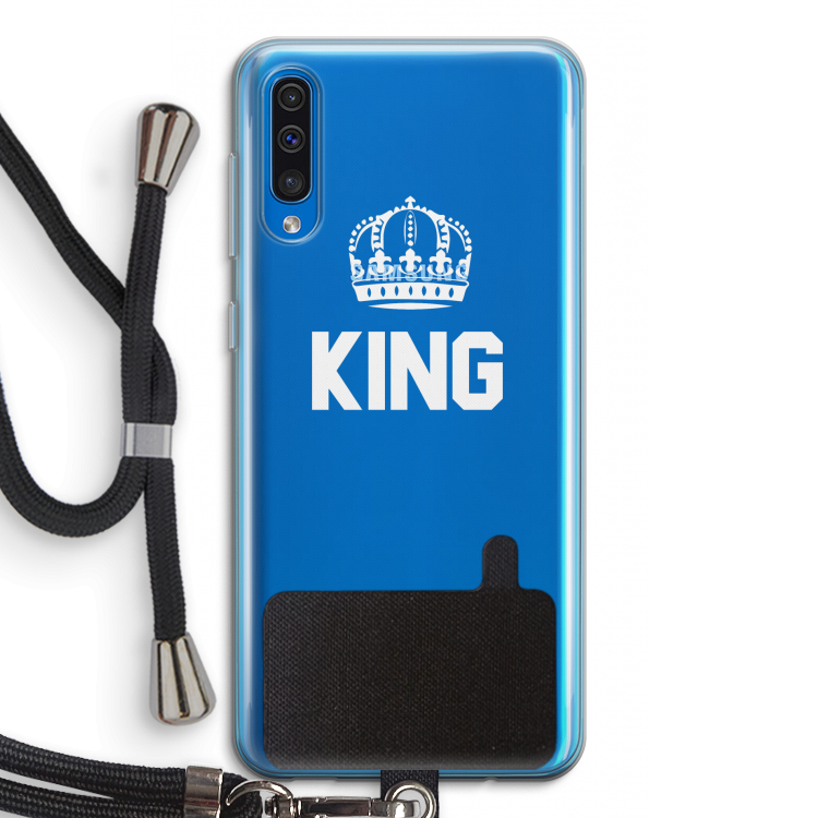 King zwart: Samsung Galaxy A50 Transparant Hoesje met koord