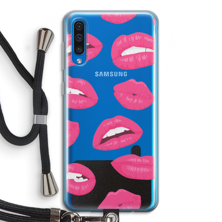 Bite my lip: Samsung Galaxy A50 Transparant Hoesje met koord