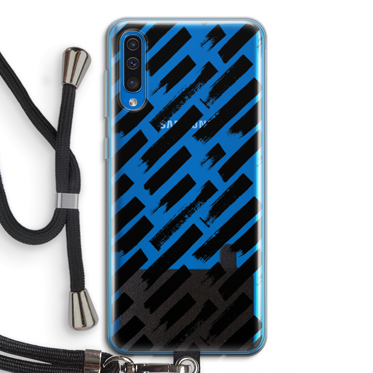 Zwarte vegen: Samsung Galaxy A50 Transparant Hoesje met koord