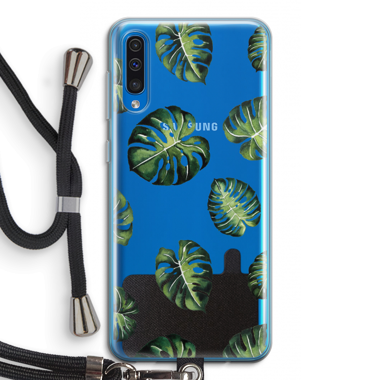 Tropische bladeren: Samsung Galaxy A50 Transparant Hoesje met koord