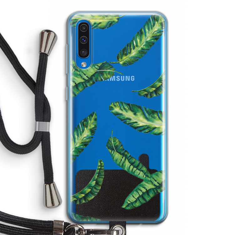 Lange bladeren: Samsung Galaxy A50 Transparant Hoesje met koord