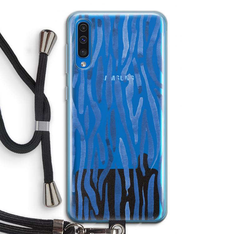 Blauwe nerven: Samsung Galaxy A50 Transparant Hoesje met koord