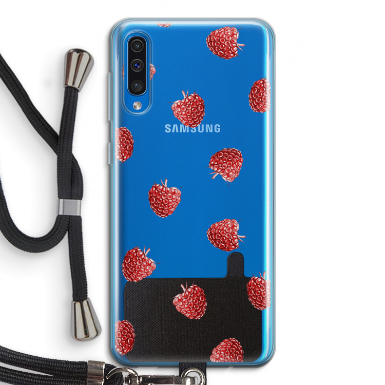Framboosjes: Samsung Galaxy A50 Transparant Hoesje met koord