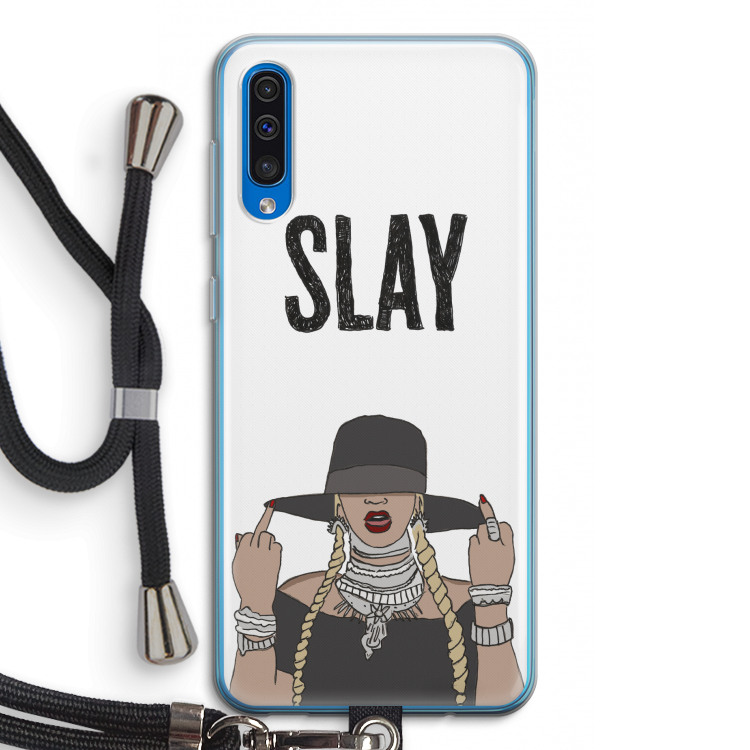 Slay All Day: Samsung Galaxy A50 Transparant Hoesje met koord
