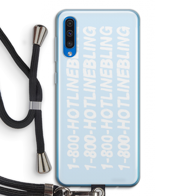 Hotline bling blue: Samsung Galaxy A50 Transparant Hoesje met koord