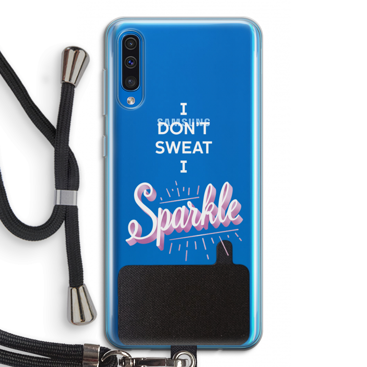 Sparkle quote: Samsung Galaxy A50 Transparant Hoesje met koord