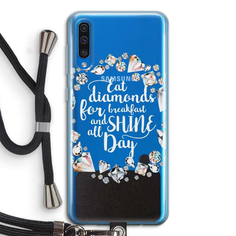 Diamonds: Samsung Galaxy A50 Transparant Hoesje met koord