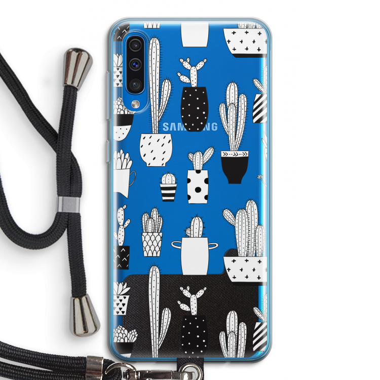 Cactusmotief: Samsung Galaxy A50 Transparant Hoesje met koord