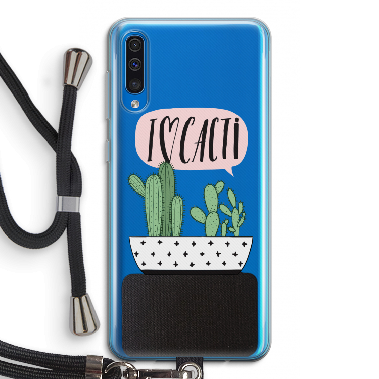 I love cacti: Samsung Galaxy A50 Transparant Hoesje met koord