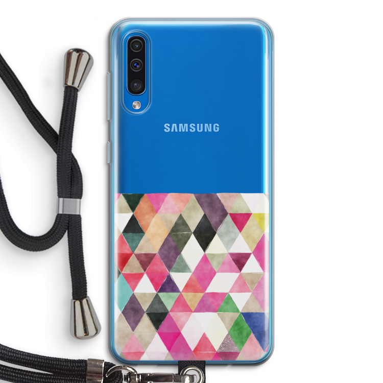 Gekleurde driehoekjes: Samsung Galaxy A50 Transparant Hoesje met koord
