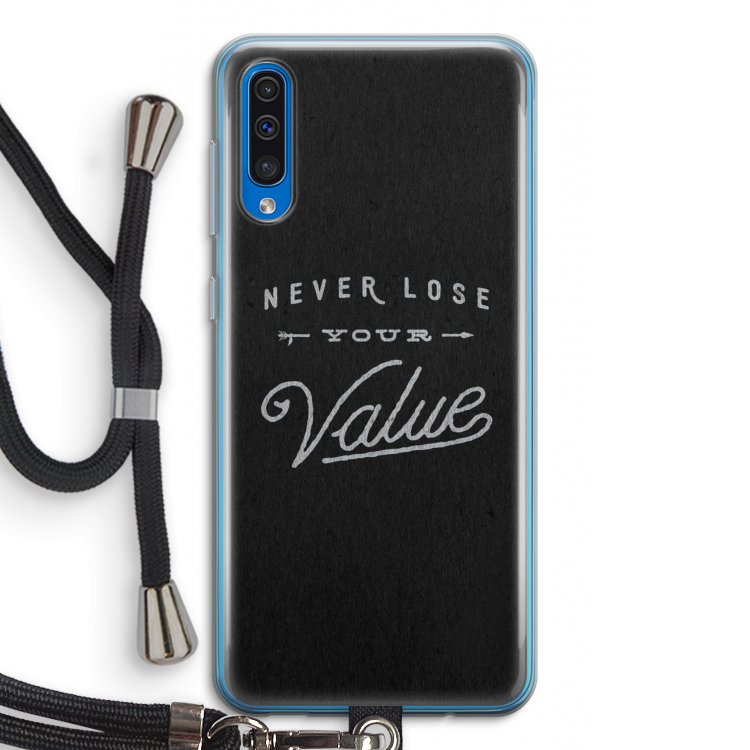 Never lose your value: Samsung Galaxy A50 Transparant Hoesje met koord