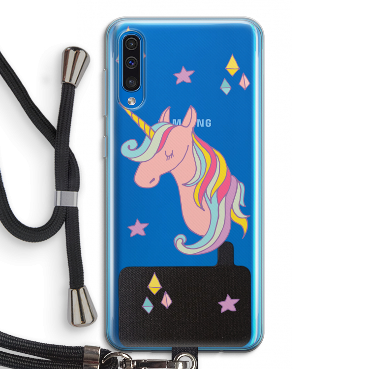 Roze eenhoorn: Samsung Galaxy A50 Transparant Hoesje met koord