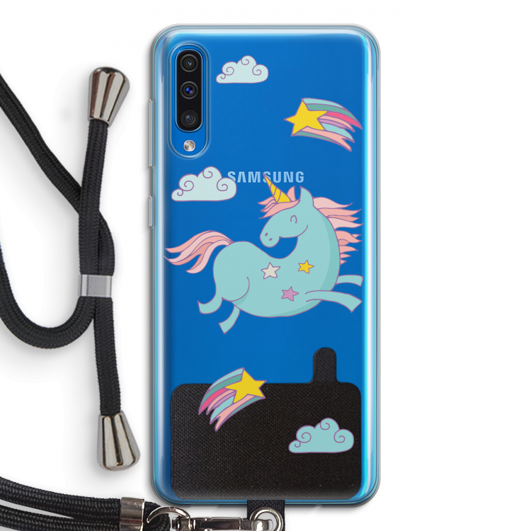 Vliegende eenhoorn: Samsung Galaxy A50 Transparant Hoesje met koord