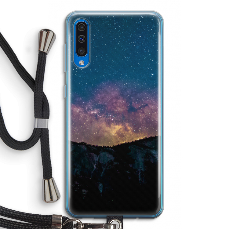 Travel to space: Samsung Galaxy A50 Transparant Hoesje met koord