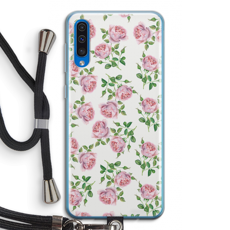 Kleine roosjes: Samsung Galaxy A50 Transparant Hoesje met koord