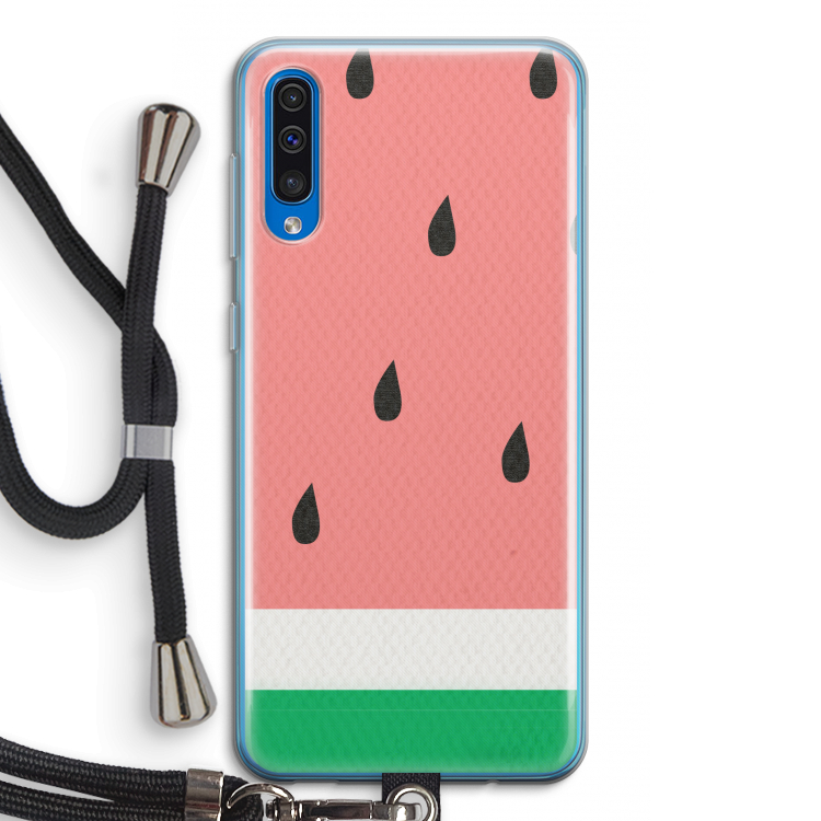 Watermeloen: Samsung Galaxy A50 Transparant Hoesje met koord