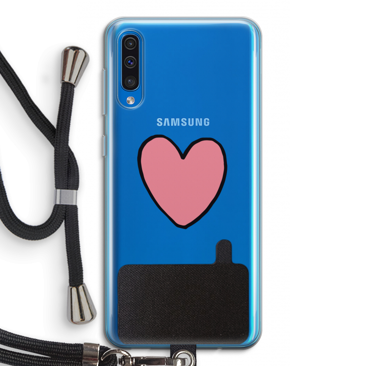 Hartje: Samsung Galaxy A50 Transparant Hoesje met koord
