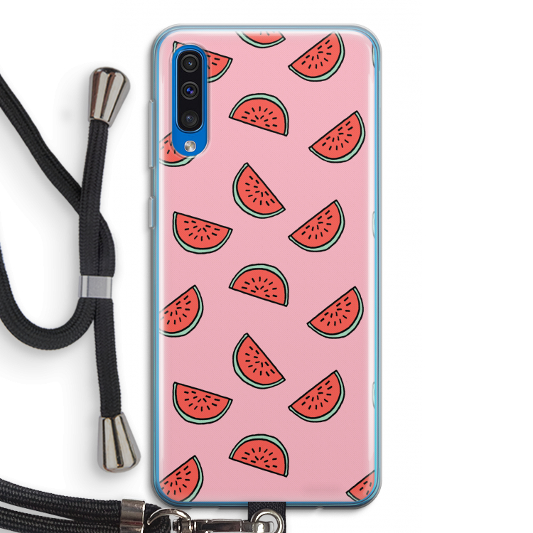 Watermeloen: Samsung Galaxy A50 Transparant Hoesje met koord