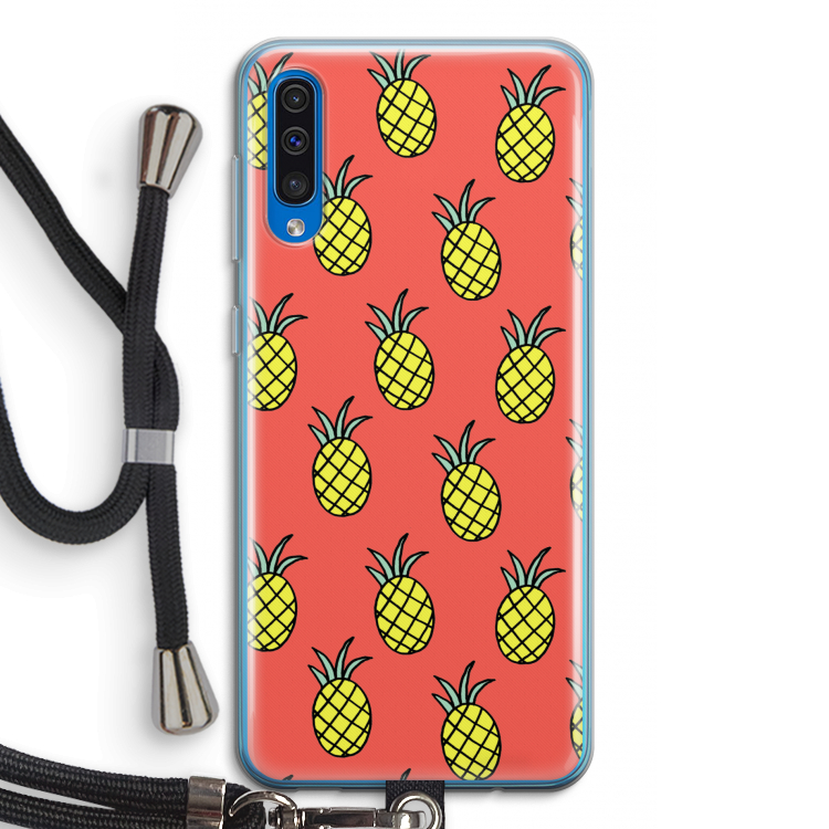 Ananas: Samsung Galaxy A50 Transparant Hoesje met koord