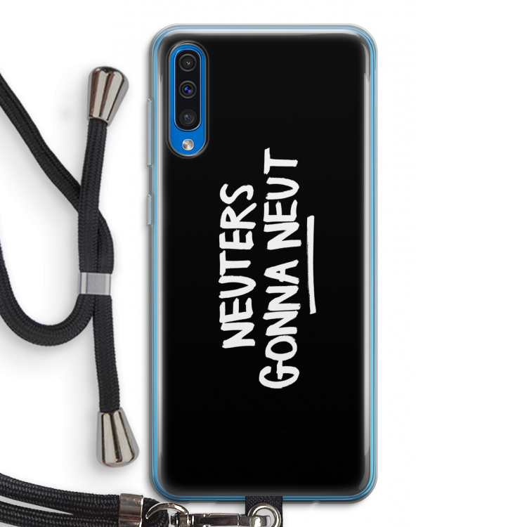 Neuters (zwart): Samsung Galaxy A50 Transparant Hoesje met koord