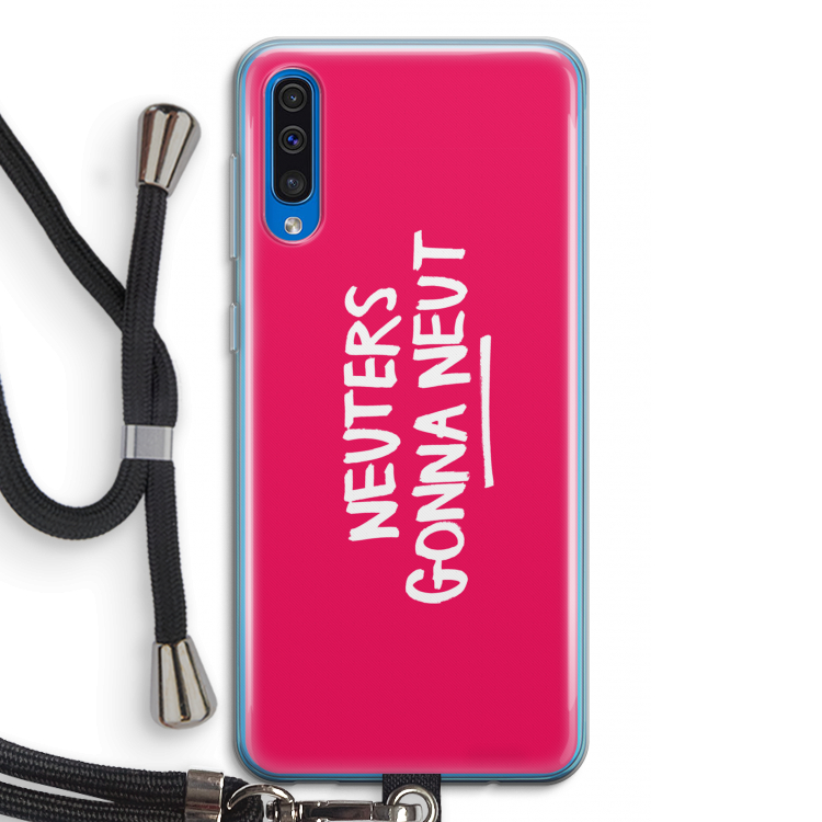 Neuters (roze): Samsung Galaxy A50 Transparant Hoesje met koord