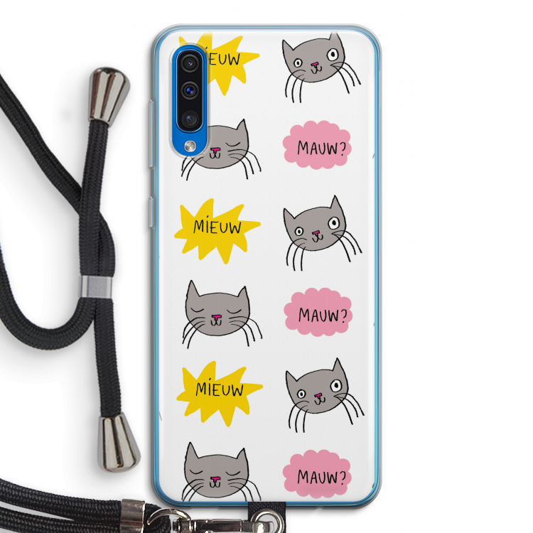 Meow: Samsung Galaxy A50 Transparant Hoesje met koord