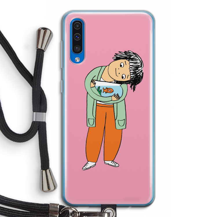 Visknuffel: Samsung Galaxy A50 Transparant Hoesje met koord