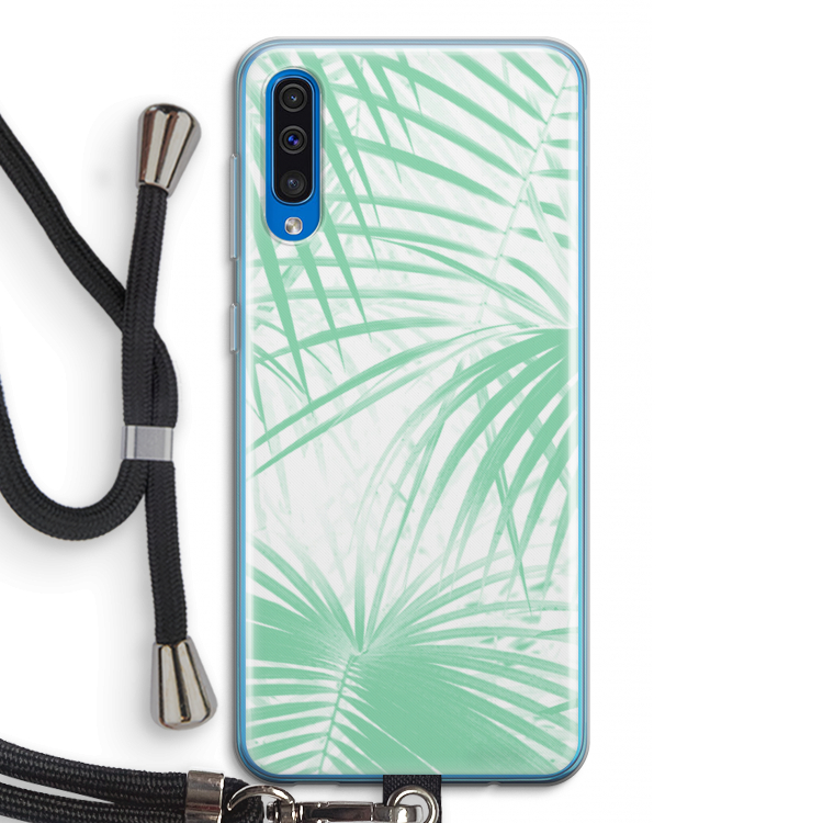 Palmbladeren: Samsung Galaxy A50 Transparant Hoesje met koord