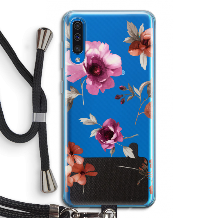 Geschilderde bloemen: Samsung Galaxy A50 Transparant Hoesje met koord