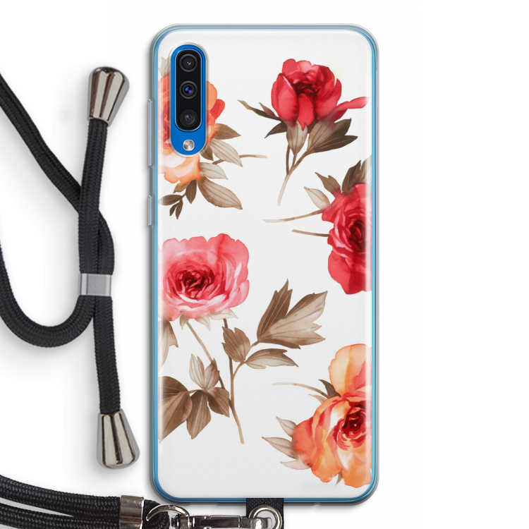 Roosjes: Samsung Galaxy A50 Transparant Hoesje met koord