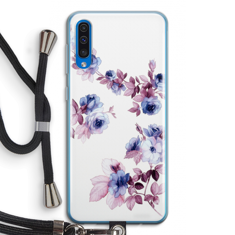 Waterverf bloemen: Samsung Galaxy A50 Transparant Hoesje met koord