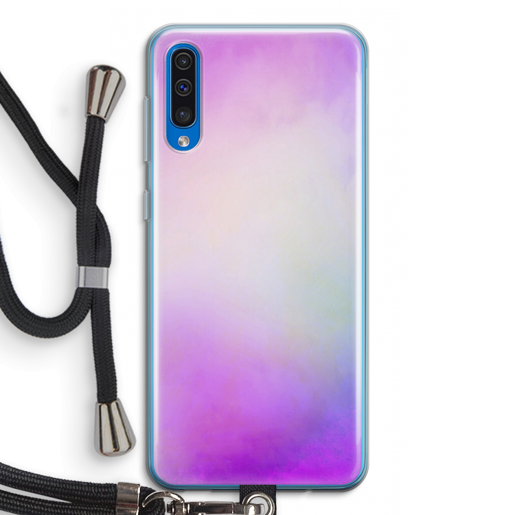 Clouds pastel: Samsung Galaxy A50 Transparant Hoesje met koord