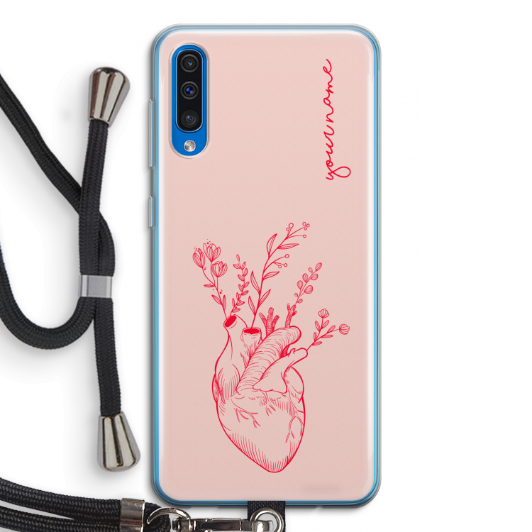 Blooming Heart: Samsung Galaxy A50 Transparant Hoesje met koord
