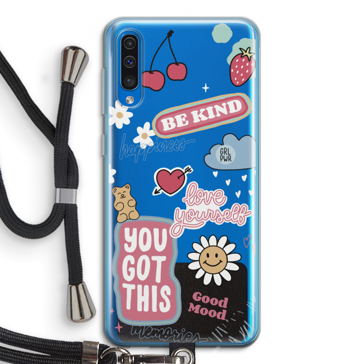 Positivity: Samsung Galaxy A50 Transparant Hoesje met koord