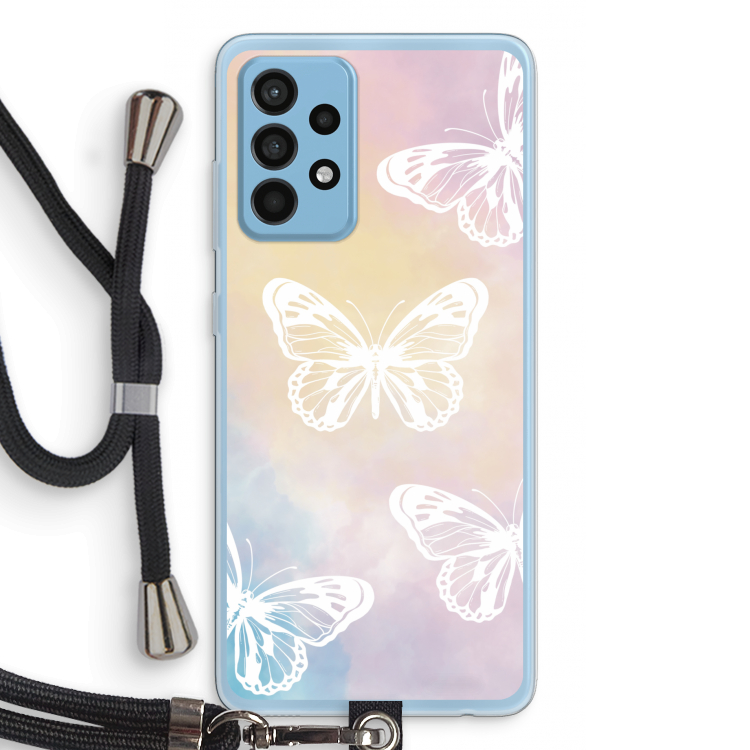 White butterfly: Samsung Galaxy A52 Transparant Hoesje met koord