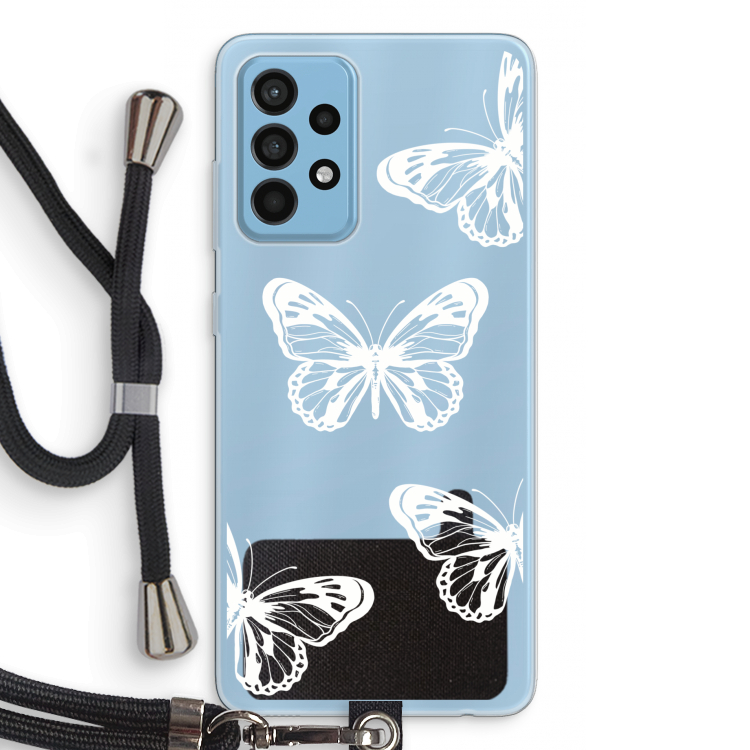 White butterfly: Samsung Galaxy A52 Transparant Hoesje met koord