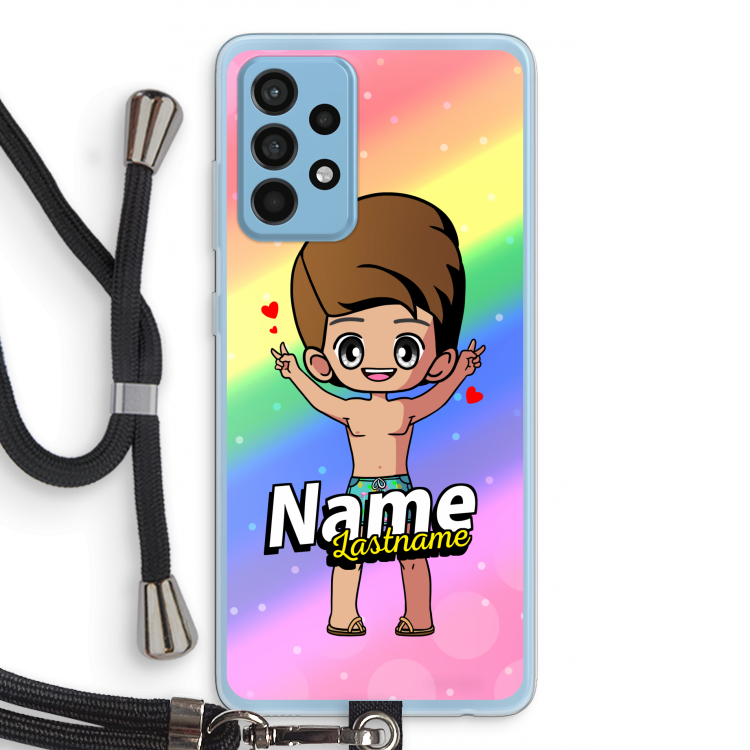 Chibi Maker man: Samsung Galaxy A52 Transparant Hoesje met koord