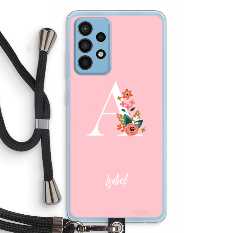 Pink Bouquet: Samsung Galaxy A52 Transparant Hoesje met koord