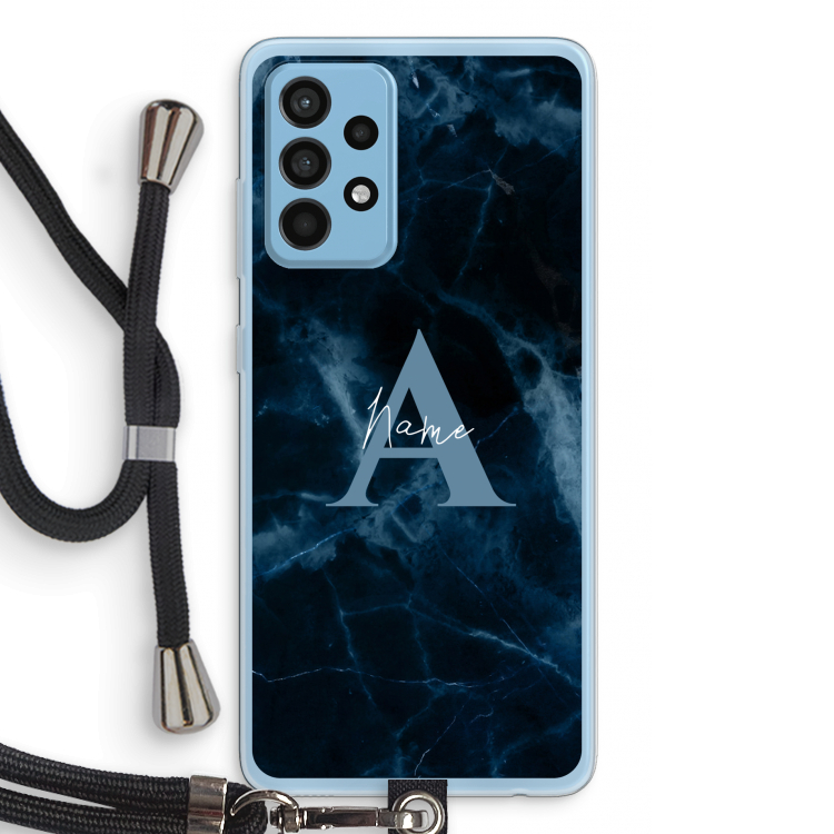 Midnight Marble: Samsung Galaxy A52 Transparant Hoesje met koord