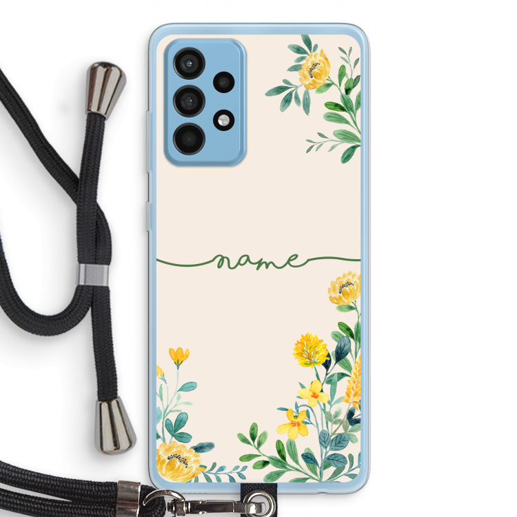 Gele bloemen: Samsung Galaxy A52 Transparant Hoesje met koord