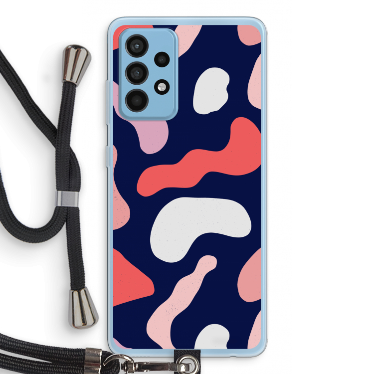 Memphis Shapes Pink: Samsung Galaxy A52 Transparant Hoesje met koord