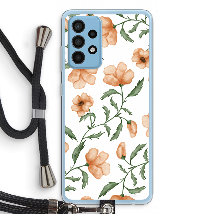 Peachy flowers: Samsung Galaxy A52 Transparant Hoesje met koord